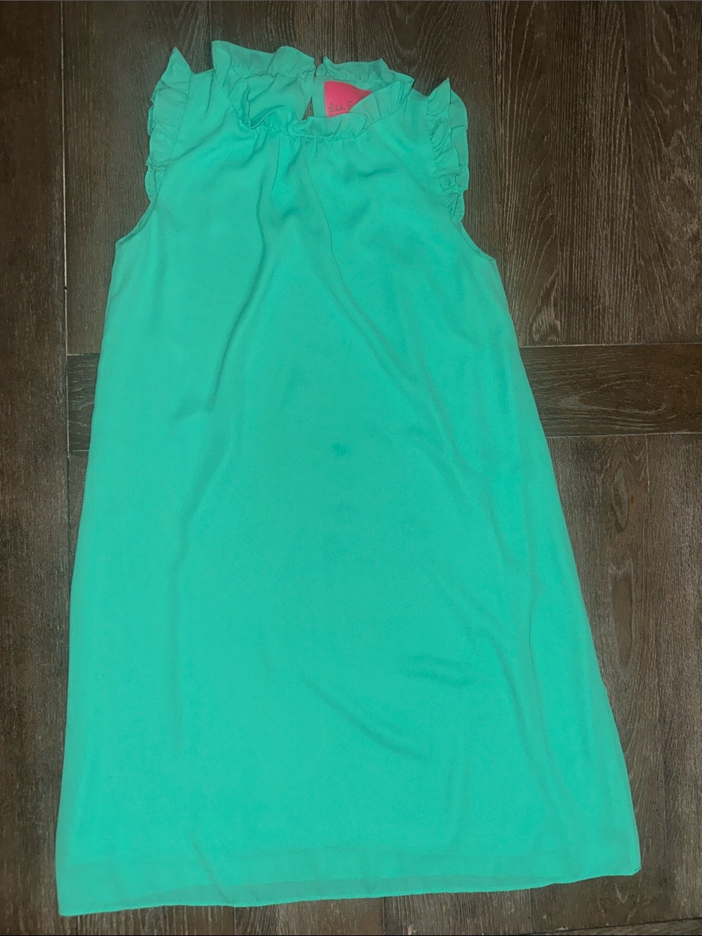 Lilly Pulitzer Teal Ruffle Neck Shift Dress XXS Preppy Resort Mini Dress - Picture 2 of 10